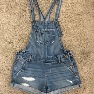 Hollister Ripped Denim Overalls